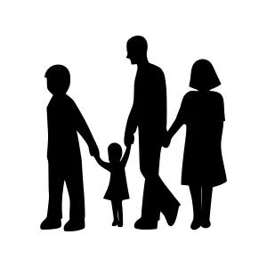 Family Silhouette Walking Together