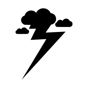 Black Lightning Cloud Icon - Vector Illustration