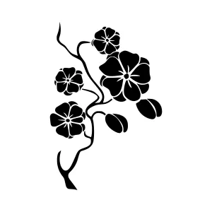 Floral Silhouette Branch - Black on White