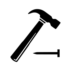 Black Hammer and Nail Icon - Simple Graphic