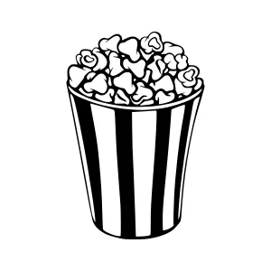 Black and White Popcorn Bucket Illustration