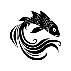 Black Silhouette Fish Vector Illustration