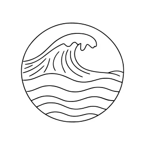 Wave Outline Logo Icon - Minimalist Ocean Design