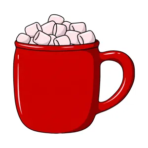 Red Mug with Marshmallows - Cartoon Illustration