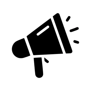 Black Megaphone Icon - Vector Illustration
