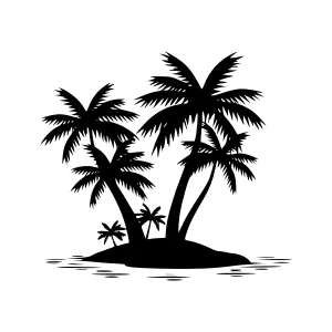Silhouette Palm Island Tropical Vacation