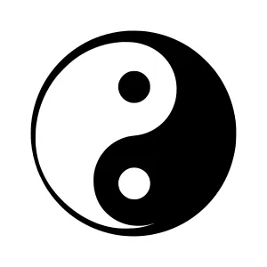 Yin Yang Symbol - Black & White Vector Icon