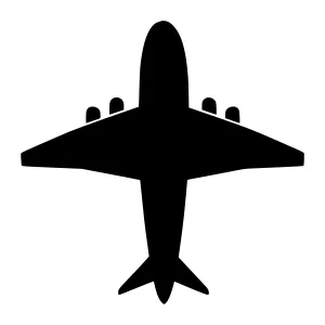 Black Airplane Silhouette Icon