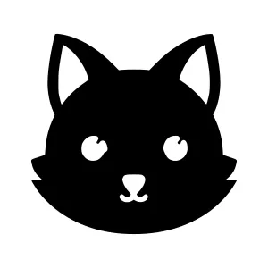Cute Black Cat Head Icon - Vector Illustration