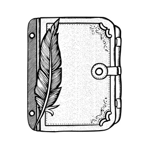 Vintage Leather Journal with Feather Illustration