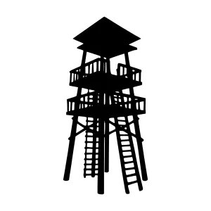 Black Watchtower Silhouette Vector Illustration