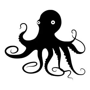 Black Octopus Silhouette Vector Illustration