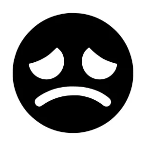 Sadness Emoji Icon - Black Silhouette