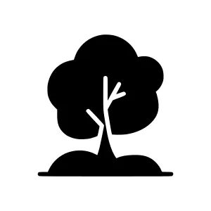 Tree Icon - Black Silhouette on White