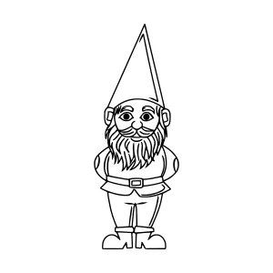 Black & White Garden Gnome Illustration