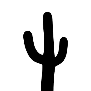 Simple Black Cactus Silhouette Vector Icon
