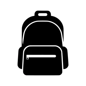 Black Backpack Icon - Vector Illustration