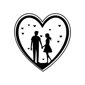 Silhouette Couple in Heart - Romantic Icon