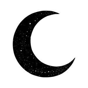Black Moon Silhouette with Stars