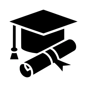 Black Graduation Cap & Diploma Icon