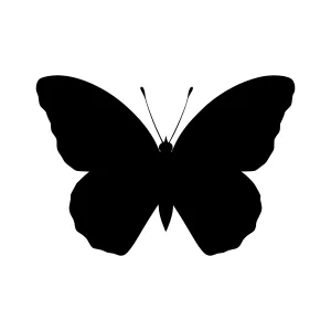 Butterfly Silhouette Icon - Black on White