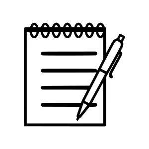 Notebook and Pen Icon - Line Art Design