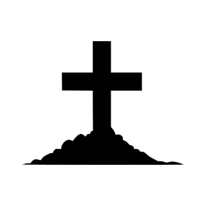 Black Cross Silhouette on Grave Marker