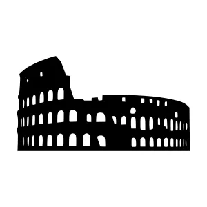 Silhouette Roman Colosseum - Black Outline