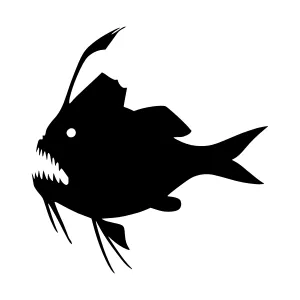 Black Silhouette Anglerfish Illustration
