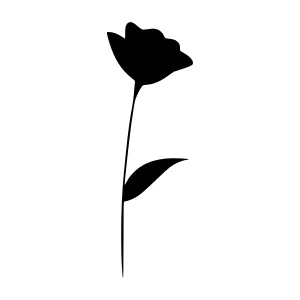 Black Tulip Silhouette - Minimalist Flower Design
