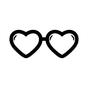 Heart Glasses Icon - Black Outline