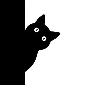 Silhouette Cat Peekaboo Black & White