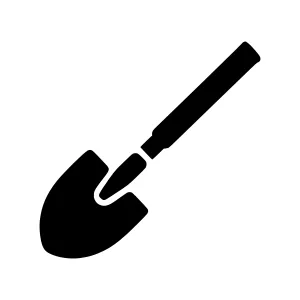 Black Spade Shovel Icon - Vector Illustration