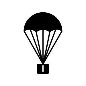 Black Parachute Icon - Vector Illustration