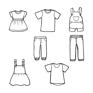 Cute Children’s Clothing Lineout Illustration - Vector