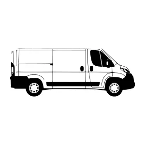 Vector Van Silhouette - White on Gray
