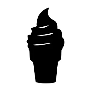 Silhouette Ice Cream Cone - Black & White Vector