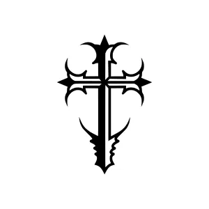 Black Tribal Cross Tattoo Design