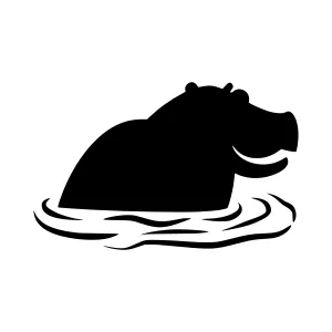 Cute Hippo Silhouette Vector Illustration