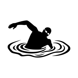 Silhouette Swimmer - Black on White