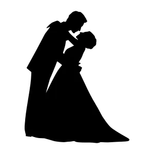 Silhouette Couple Embrace - Wedding Illustration