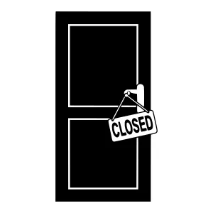 Black Door Closed Sign - Minimalist Vector