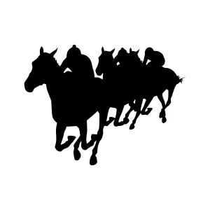Silhouette Racing Horses - Black & White Vector
