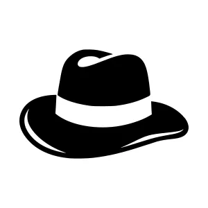 Black Fedora Hat Silhouette Vector Icon
