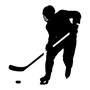 Hockey Player Silhouette - Black on White