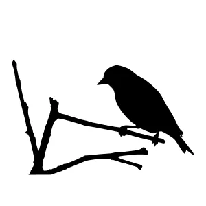 Silhouette Bird on Branch - Minimalist Design