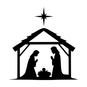 Silhouette Nativity Scene with Star
