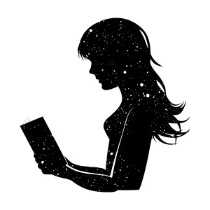 Silhouette Reading Book - Cosmic Galaxy