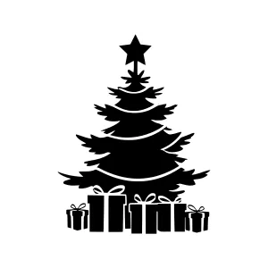 Black Christmas Tree & Gift Boxes - Minimalist Design