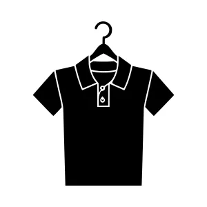 Black Polo Shirt on Hanger - Vector Icon